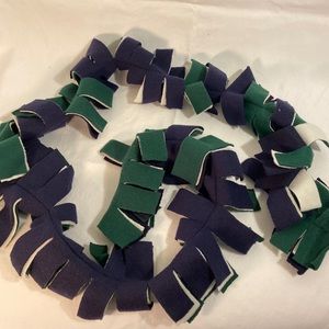 Navy, white, and green scarf